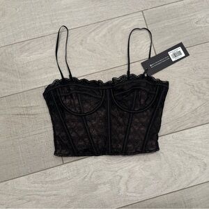 White Fox Boutique, XS, Chase Our Love Bustier Black Lace Top